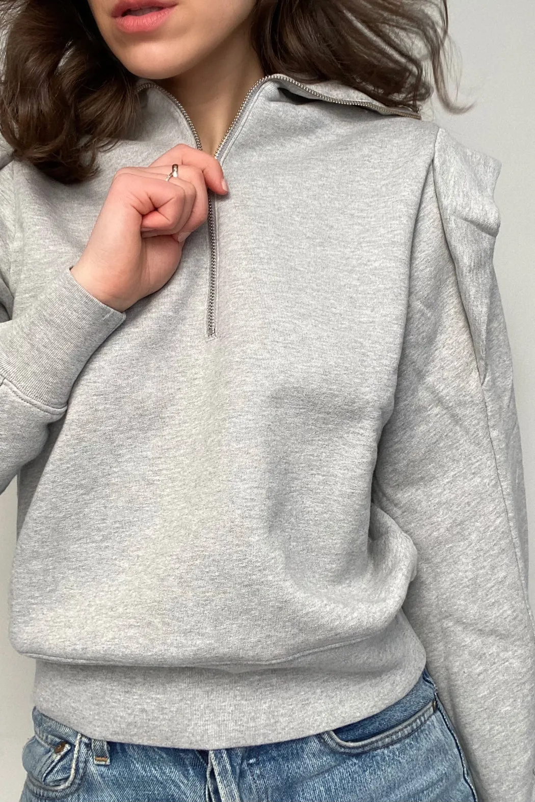 FRAME - Sporty Zip Sweatshirt Gris Heather