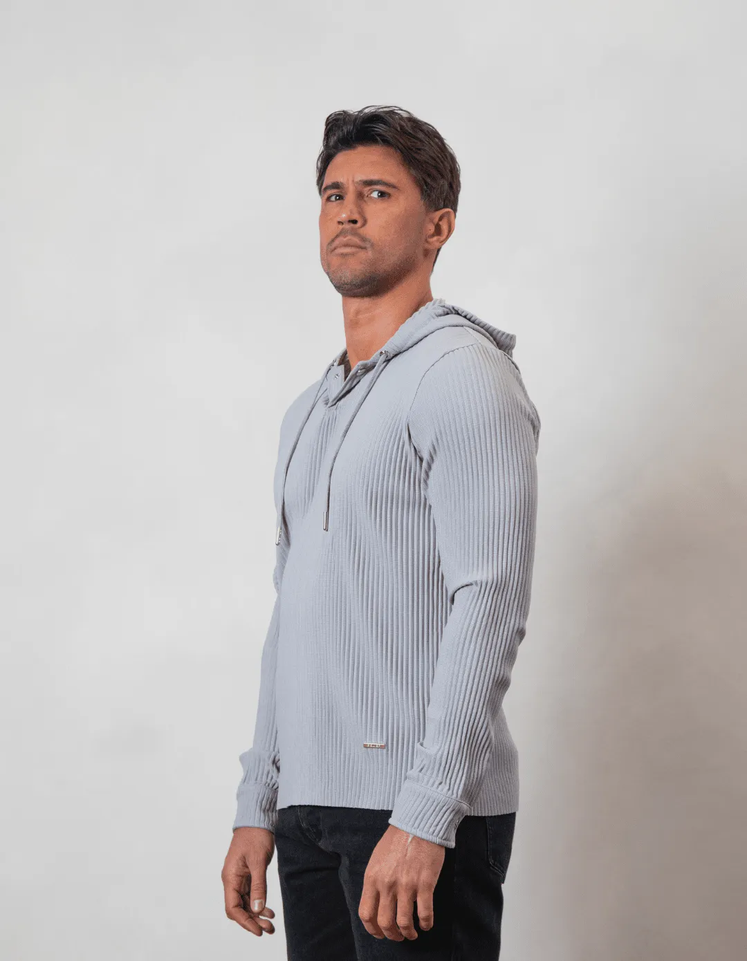 Grey Pleated Hoodie