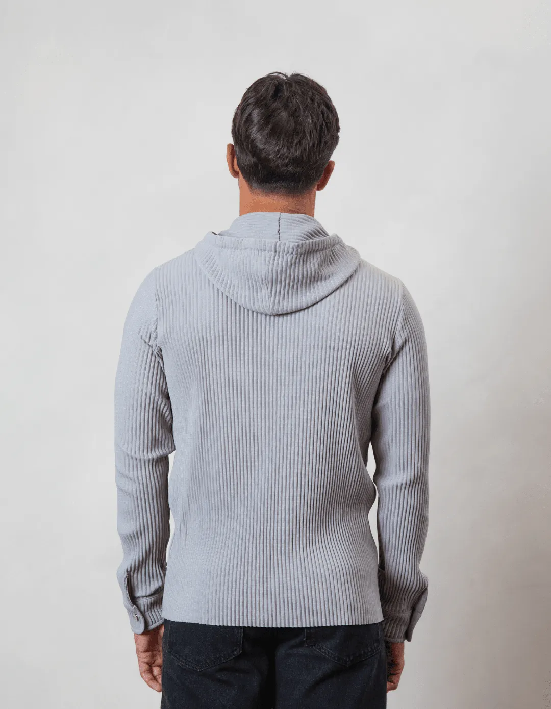 Grey Pleated Hoodie