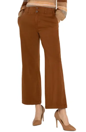 High Rise Cinch Waist Wide Leg Pants in Jasper Brown