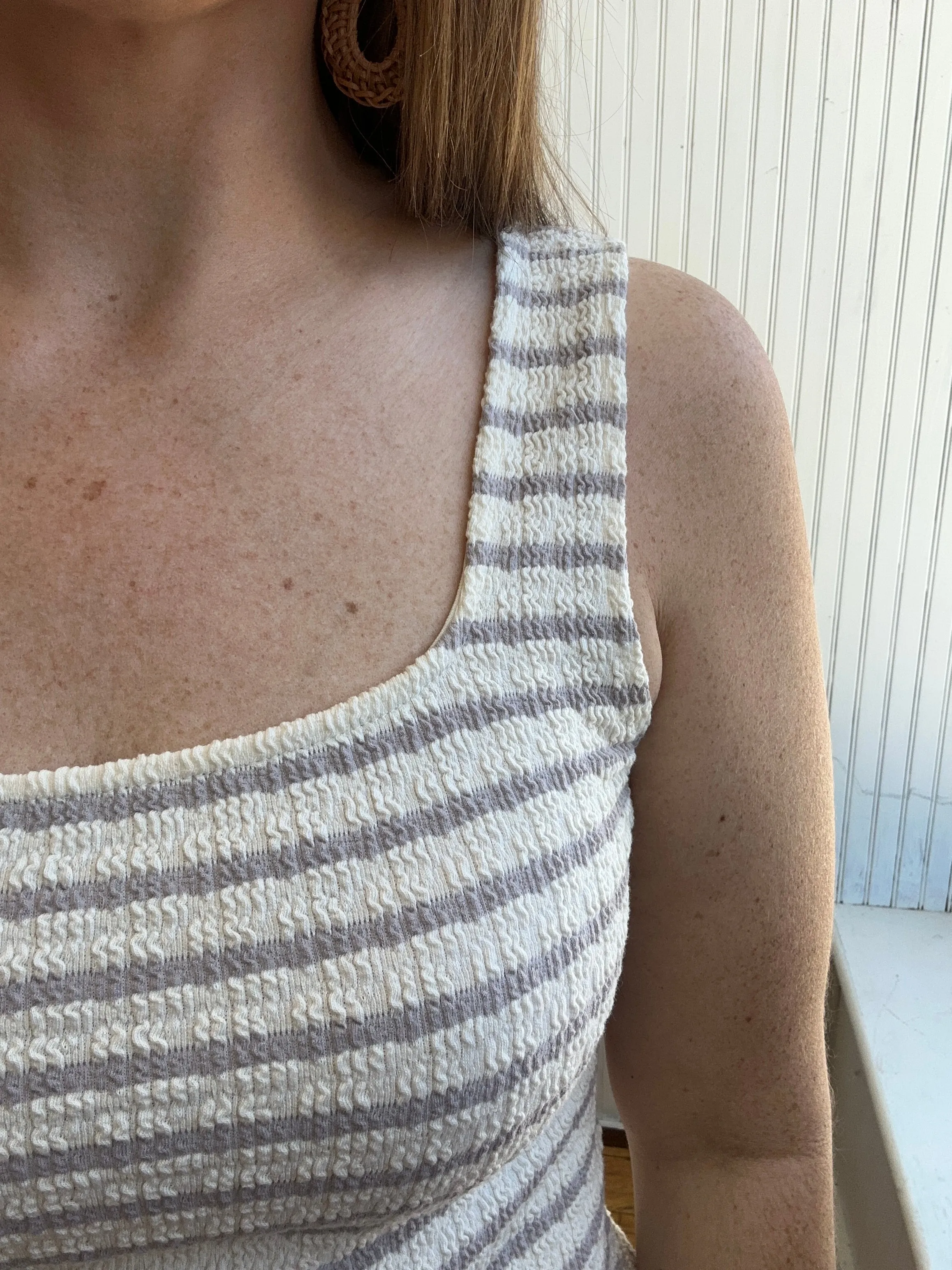 Ivory & Grey Textured Tank