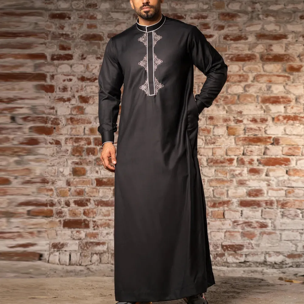 jl03 Foreign trade Muslim long-sleeved embroidered ethnic style Arab robe men's robes  abaya