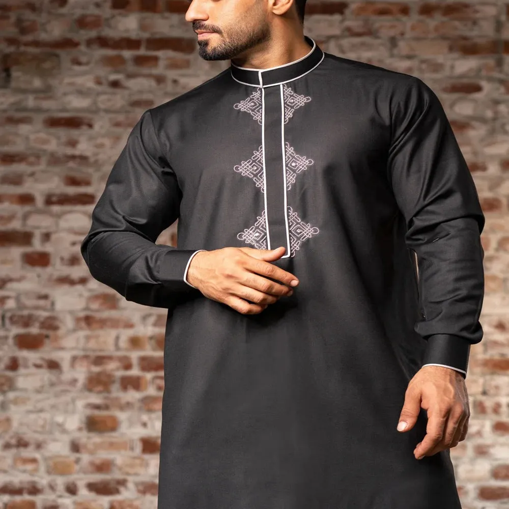 jl03 Foreign trade Muslim long-sleeved embroidered ethnic style Arab robe men's robes  abaya