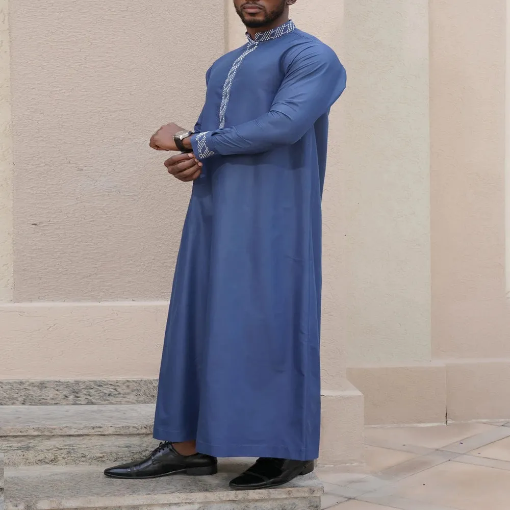 jl07 Foreign trade Muslim long-sleeved embroidered ethnic style Arab robe men's robes  abaya