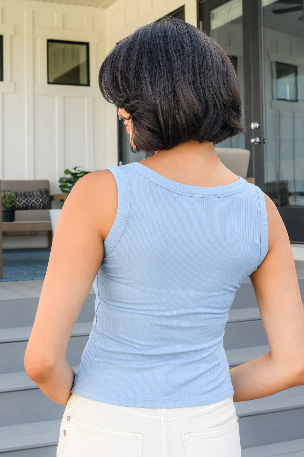 Just One More Ribbed Tank in Light Blue