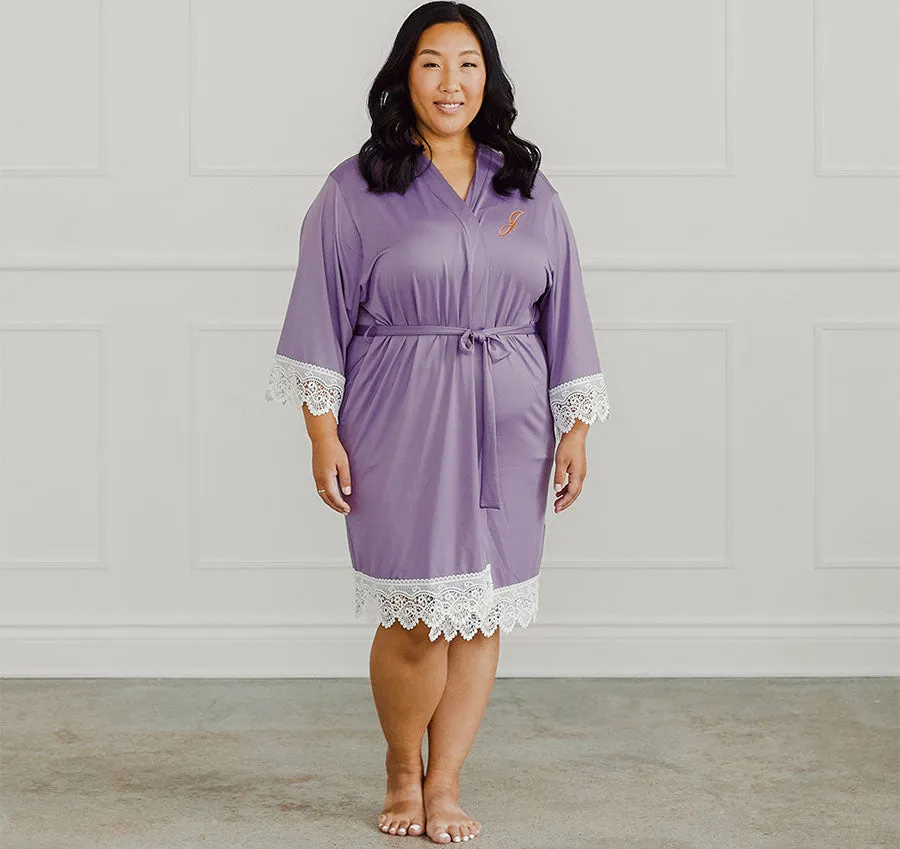 Lavender Jersey and Lace Bridesmaid Robe