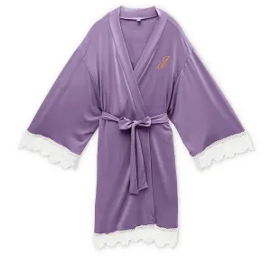 Lavender Jersey and Lace Bridesmaid Robe