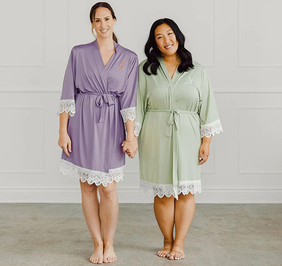 Lavender Jersey and Lace Bridesmaid Robe