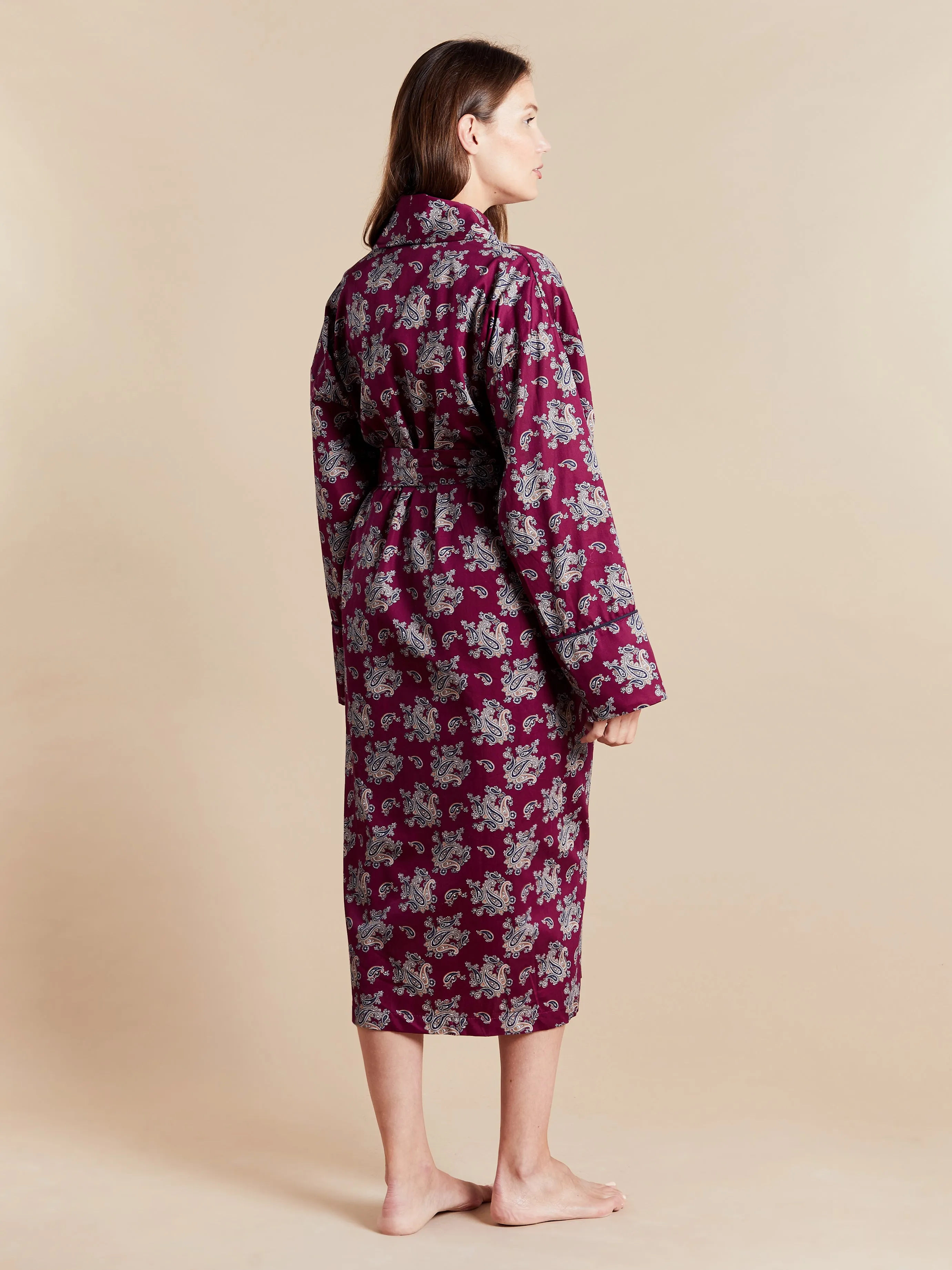 Lightweight Bathrobe - Gatsby Paisley Wine