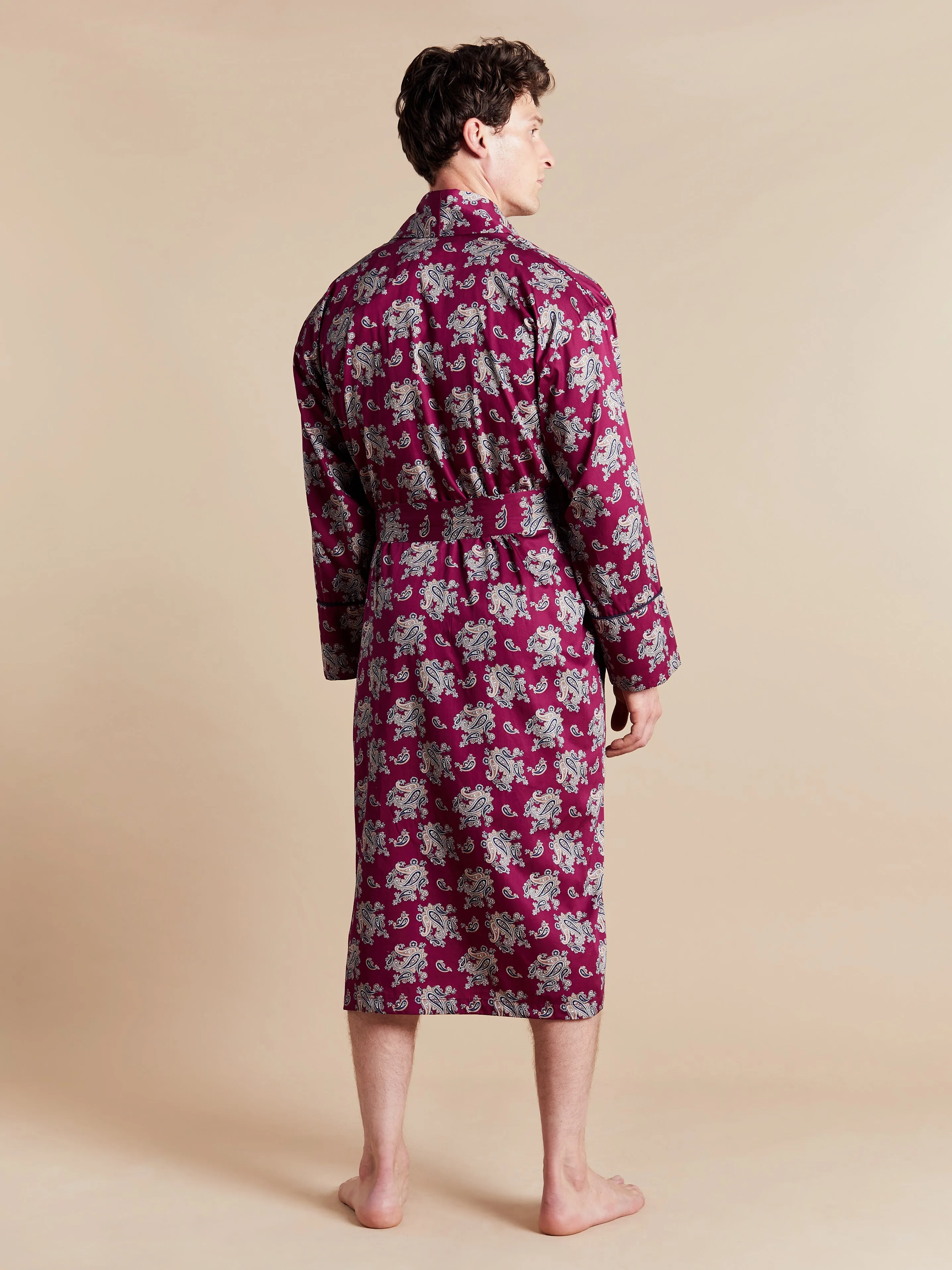 Lightweight Men's Robe - Gatsby Paisley Wine