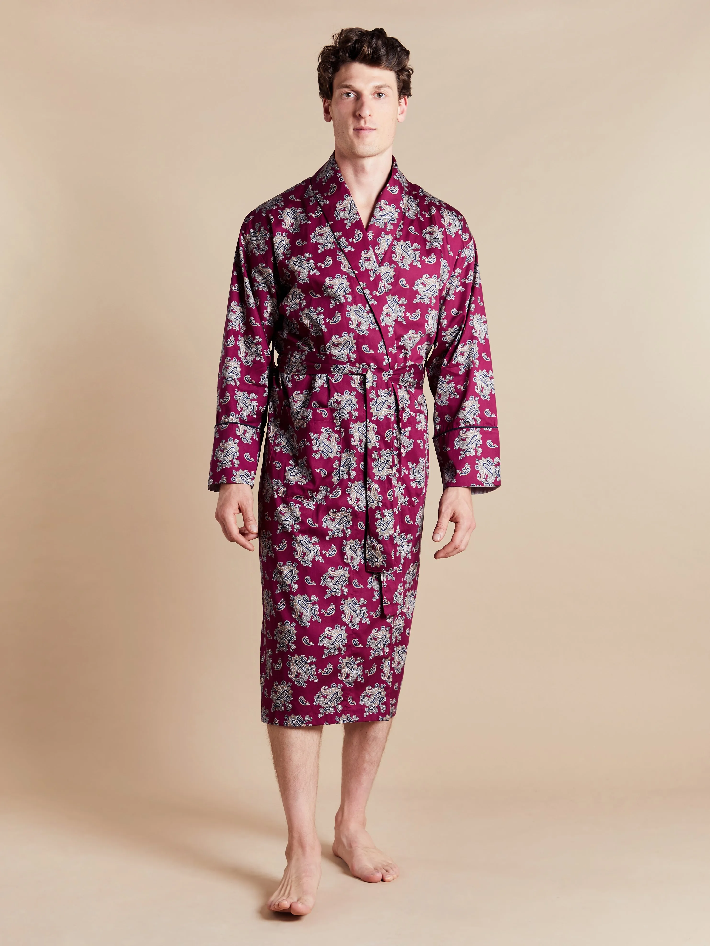 Lightweight Men's Robe - Gatsby Paisley Wine