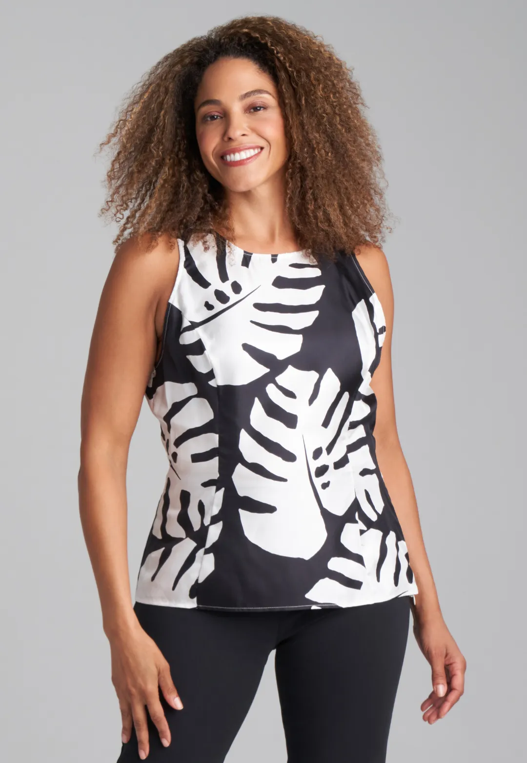 Mariah Silk Shell Tank Top in Zampa Nera