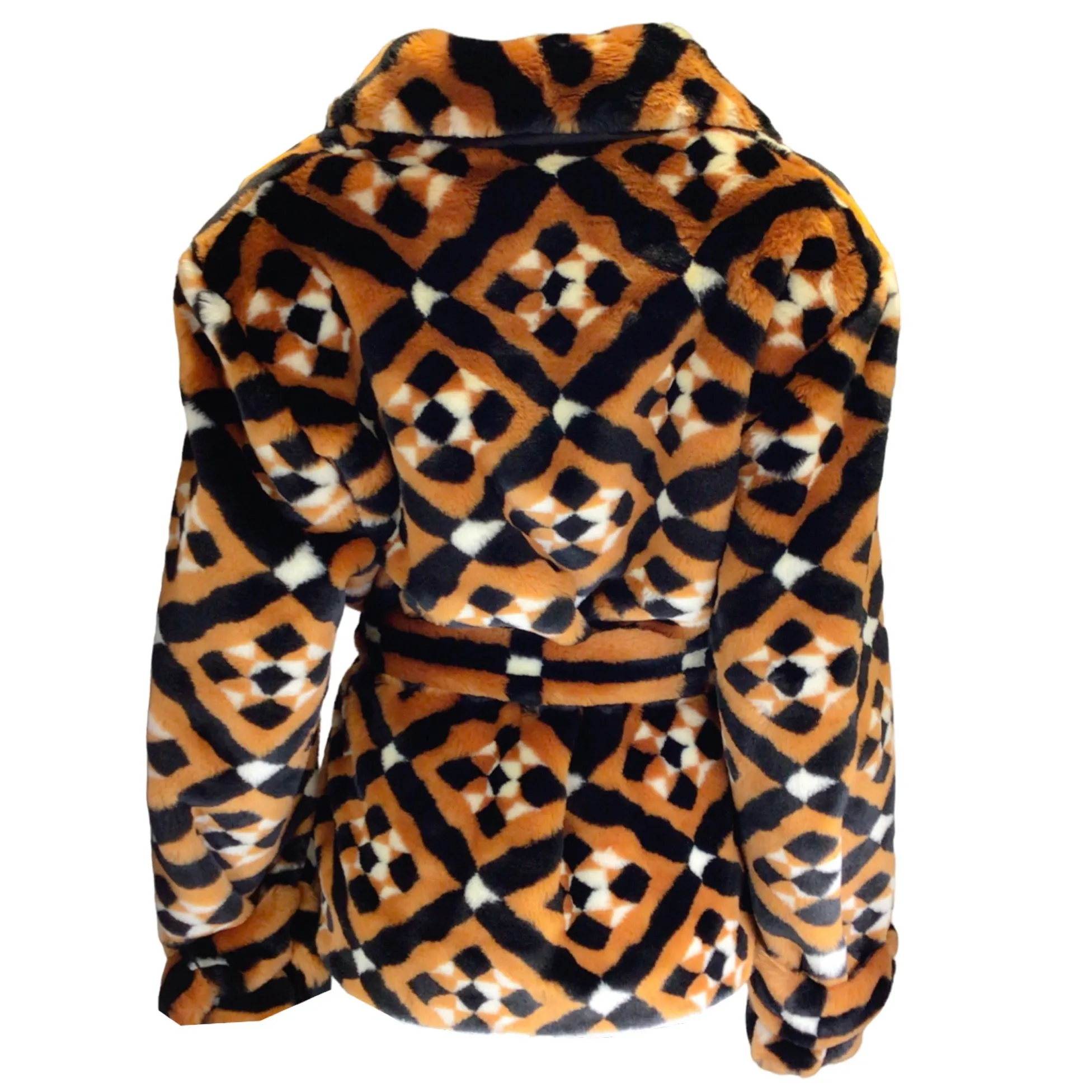 Mary Katrantzou Tan / Black Faux Fur Jacket