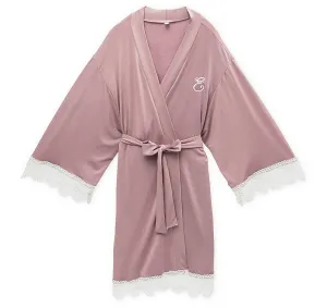 Mauve Jersey and Lace Bridesmaid Robe