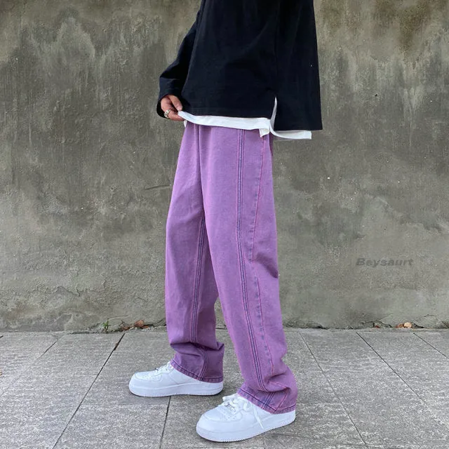 Men's Baggy Straight Leg Purple Jeans