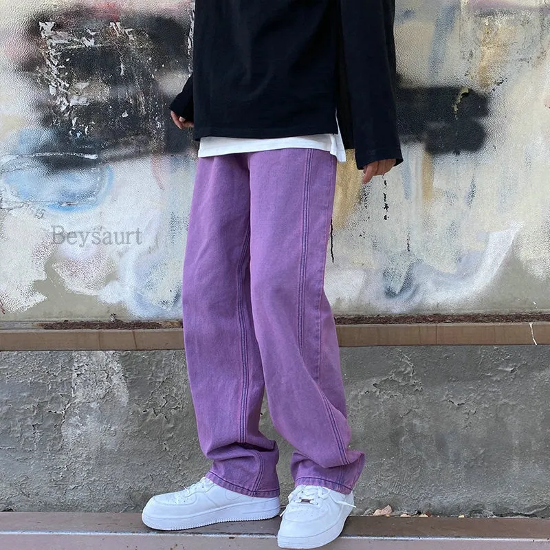 Men's Baggy Straight Leg Purple Jeans