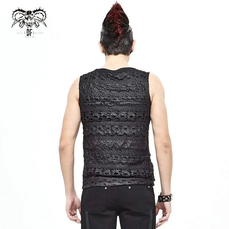 Men's Gothic Punk Chain Ruffles Tank Tops