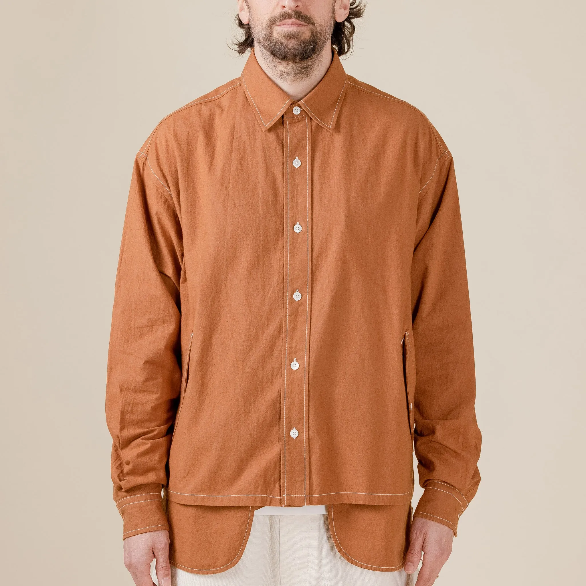 Merely Made - Vintage Nap Cropped Overshirt - Red Clay