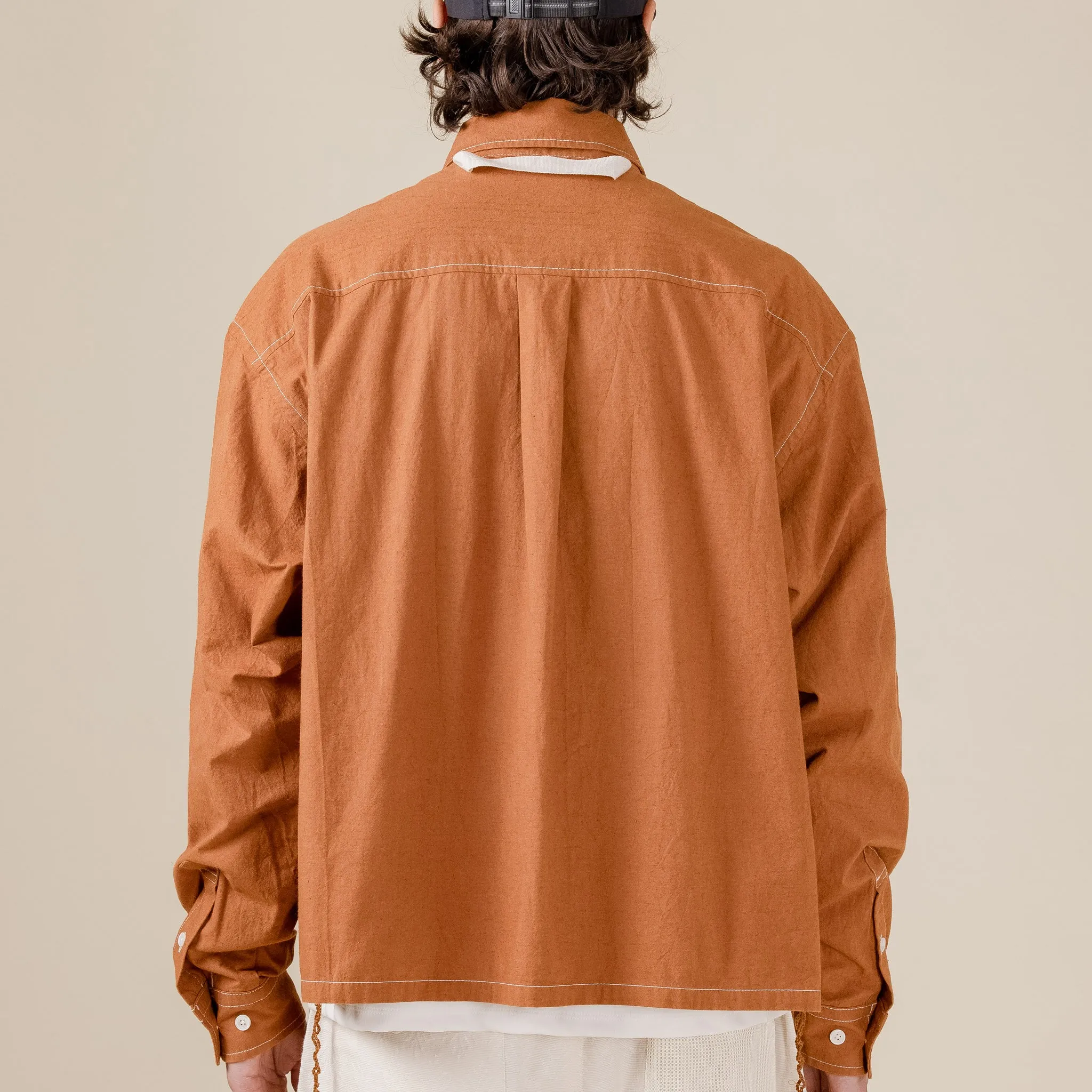 Merely Made - Vintage Nap Cropped Overshirt - Red Clay