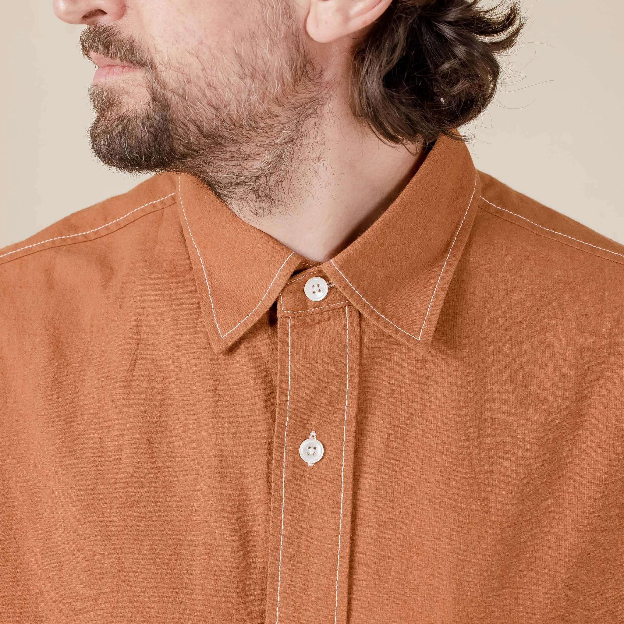 Merely Made - Vintage Nap Cropped Overshirt - Red Clay