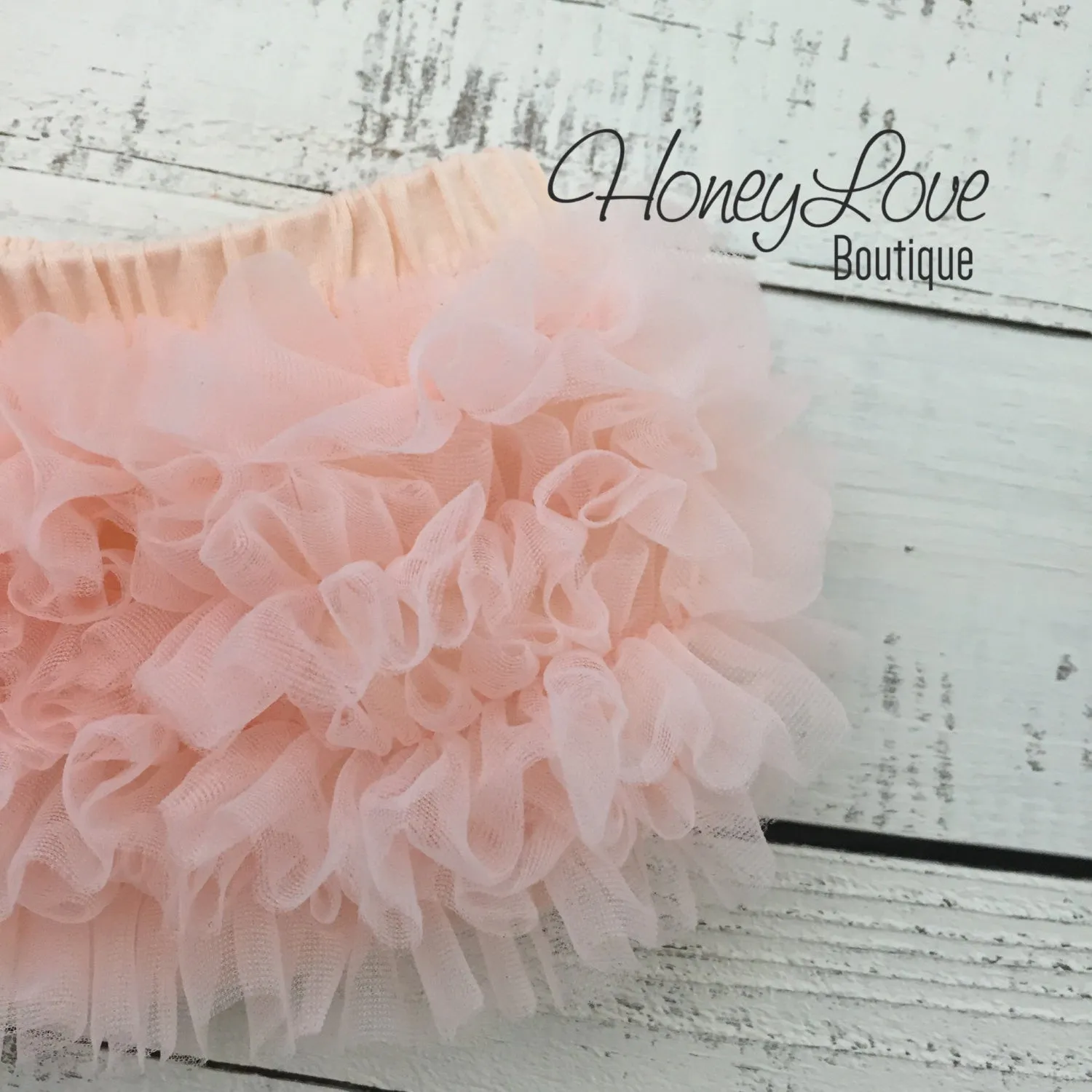 Peach ruffle bottom bloomers - vintage pink and peach headband