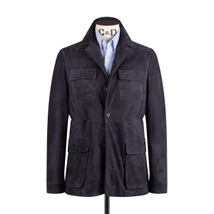 Safari Jacket in Navy Blue Suede