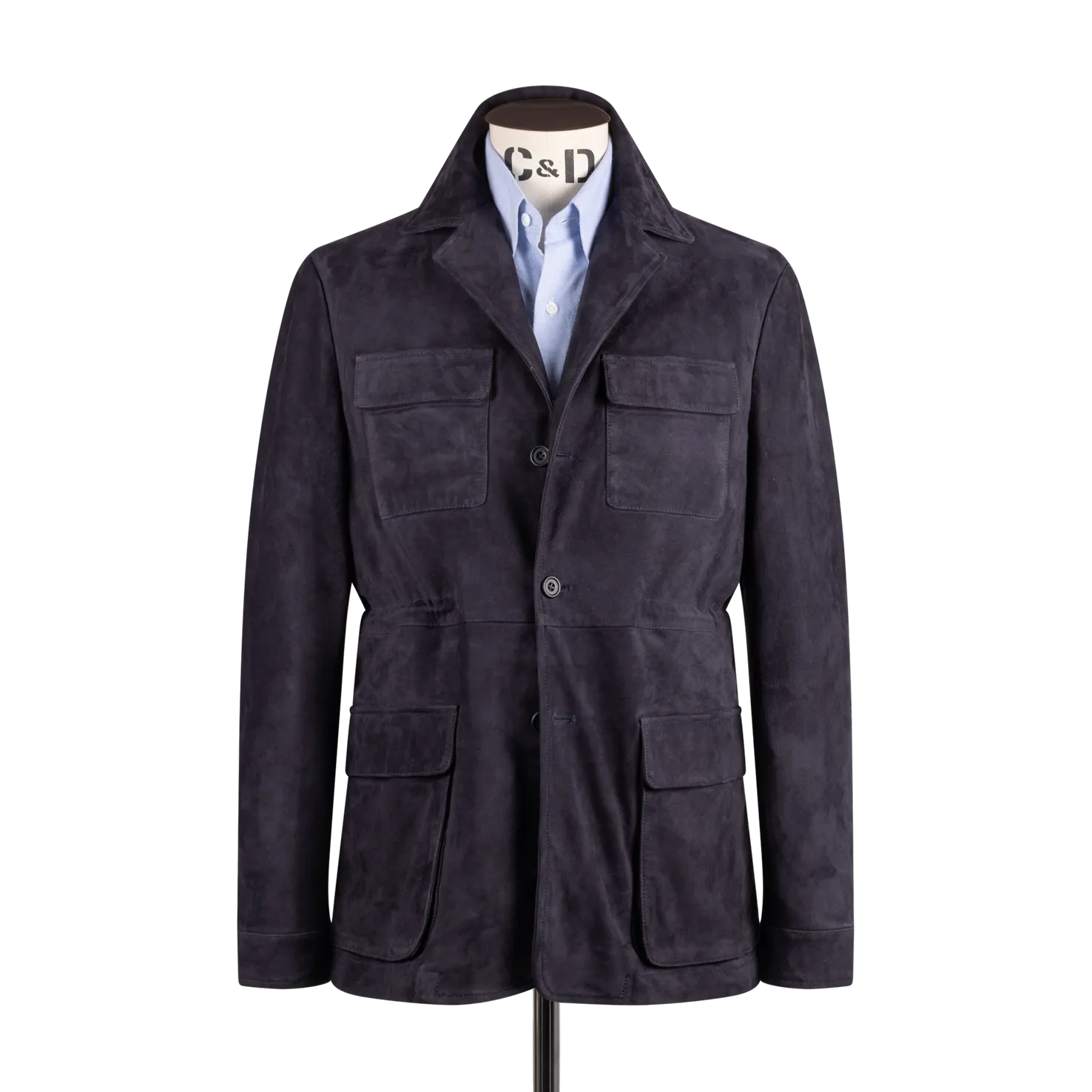 Safari Jacket in Navy Blue Suede