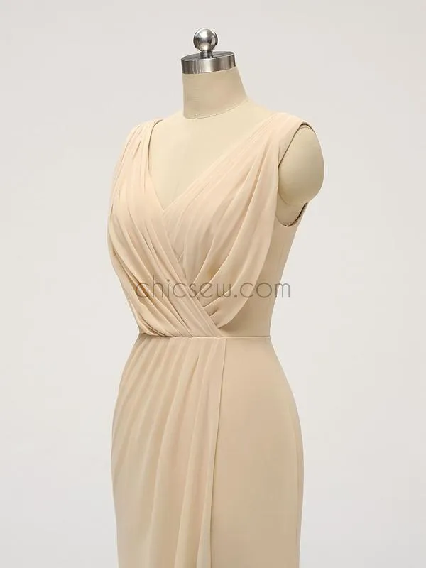 Side Slit Chiffon Cheap Bridesmaid Dresses