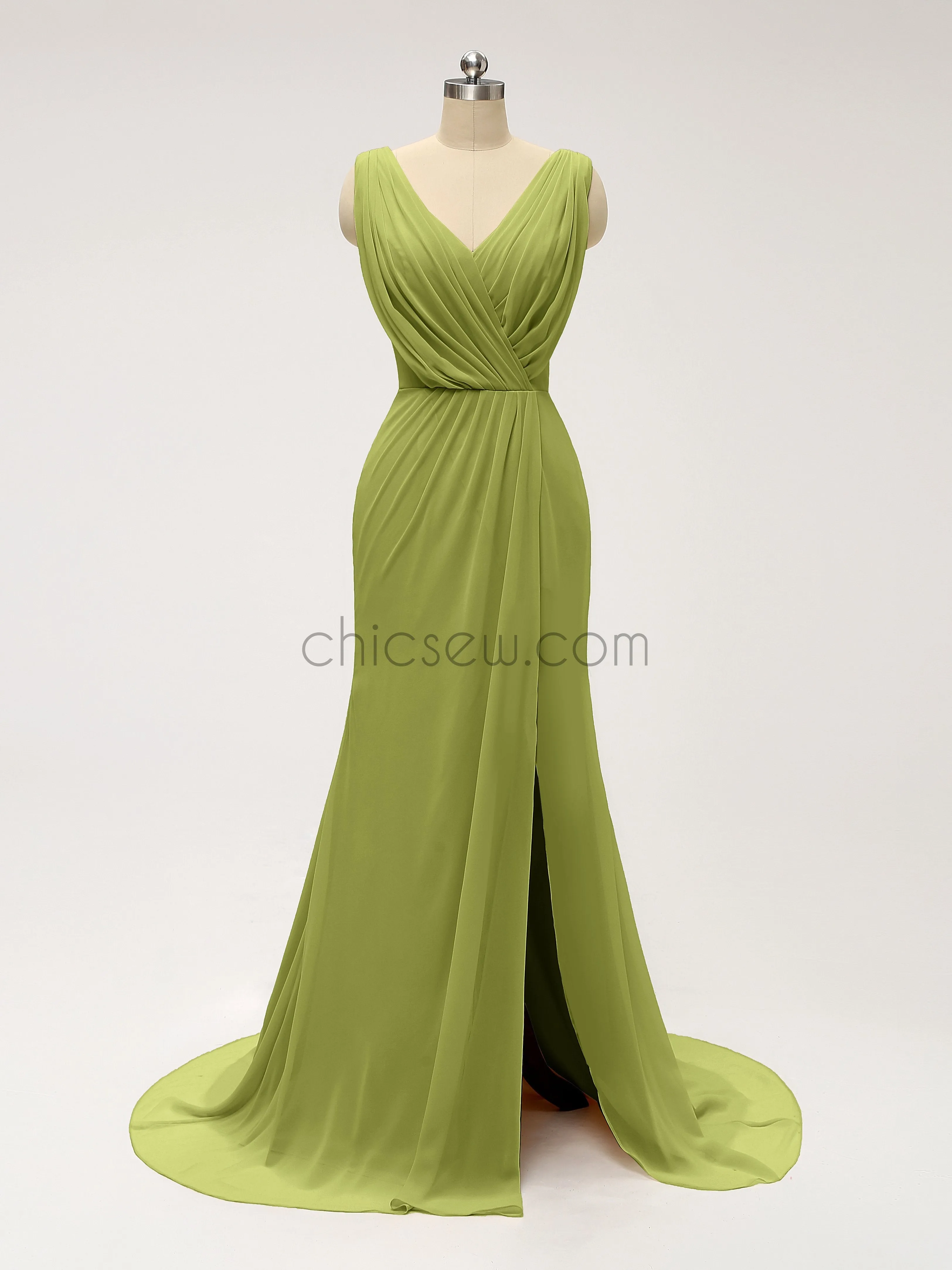 Side Slit Chiffon Cheap Bridesmaid Dresses