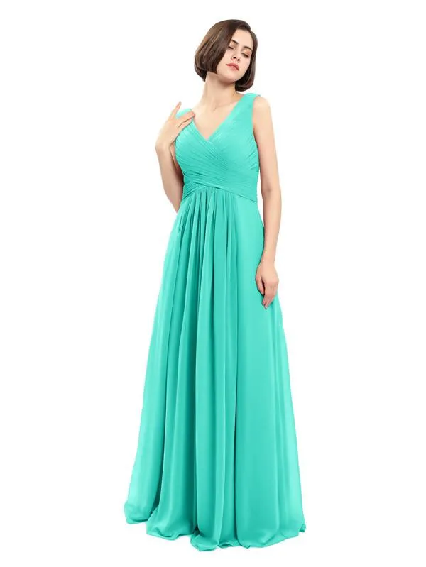 Simple A-line Chiffon V-neck Bridesmaid Dresses