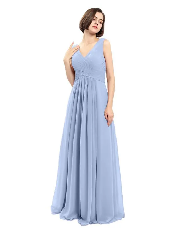 Simple A-line Chiffon V-neck Bridesmaid Dresses