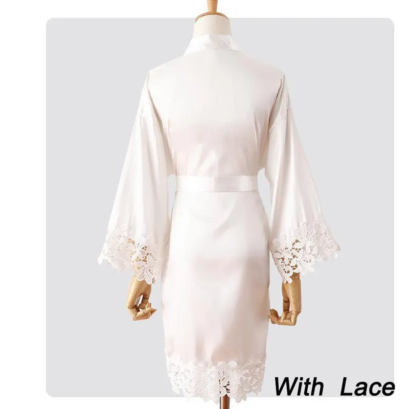 Summer Lace Sleepwear Bride/Bridesmaid Wedding Robe Gown Solid Embroidery Kimono