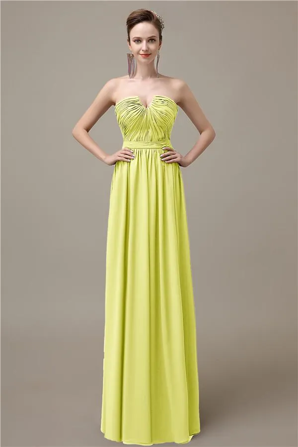 Sweetheart Simple A-line Floor-Length Chiffon Bridesmaid Dresses