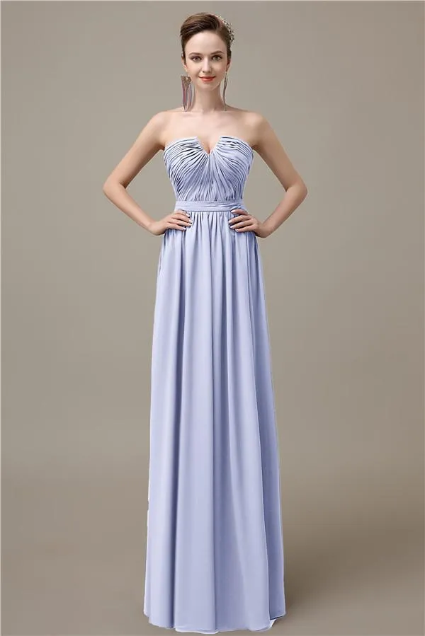 Sweetheart Simple A-line Floor-Length Chiffon Bridesmaid Dresses