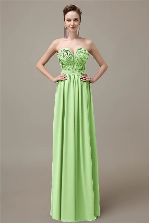 Sweetheart Simple A-line Floor-Length Chiffon Bridesmaid Dresses