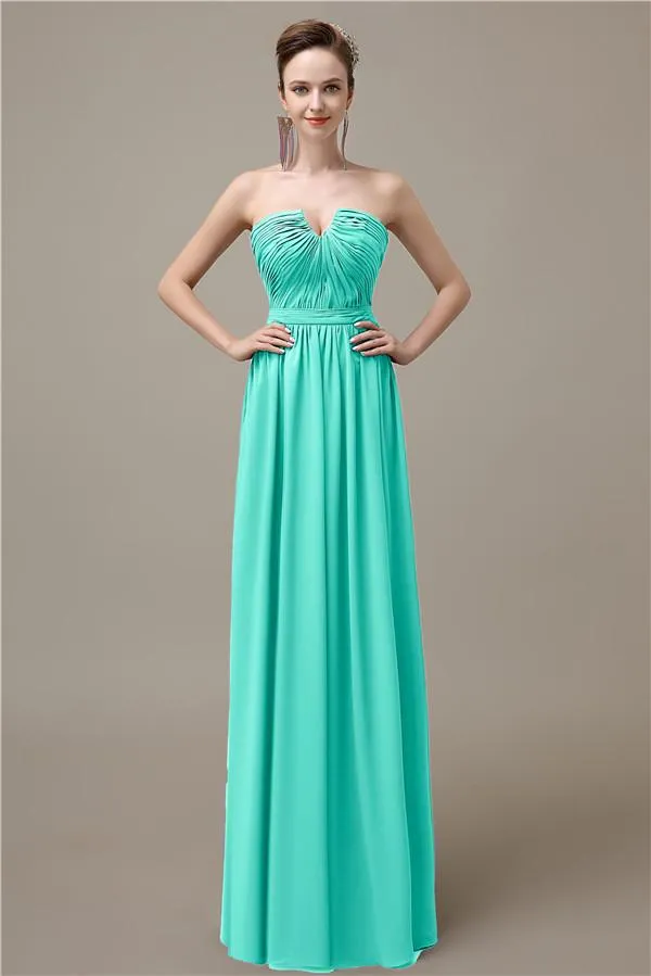 Sweetheart Simple A-line Floor-Length Chiffon Bridesmaid Dresses