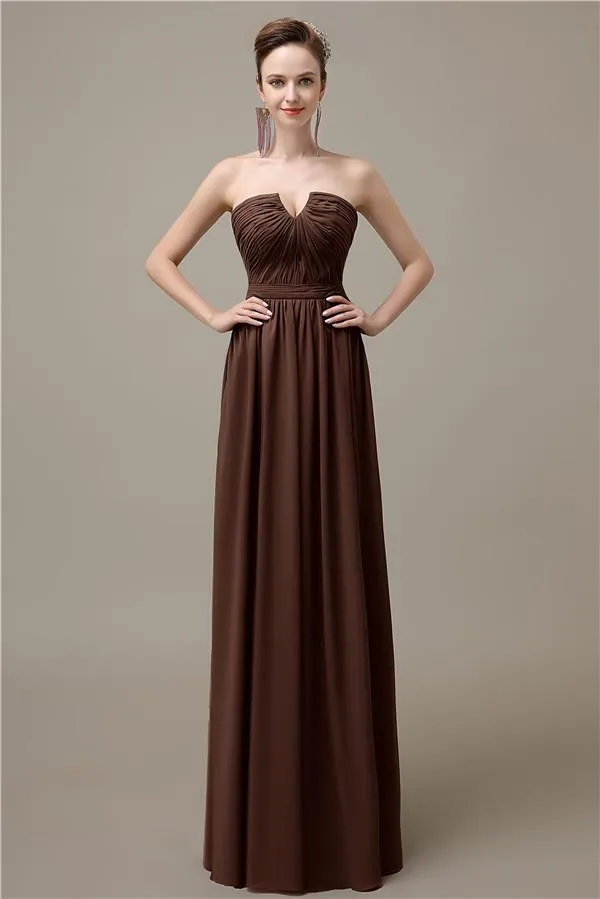 Sweetheart Simple A-line Floor-Length Chiffon Bridesmaid Dresses