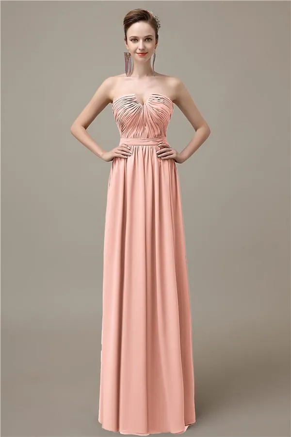 Sweetheart Simple A-line Floor-Length Chiffon Bridesmaid Dresses