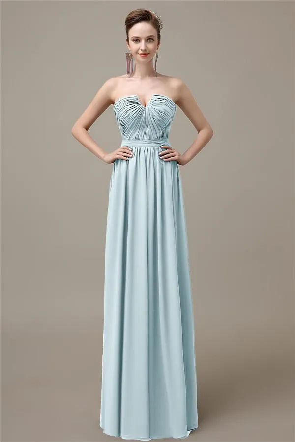 Sweetheart Simple A-line Floor-Length Chiffon Bridesmaid Dresses