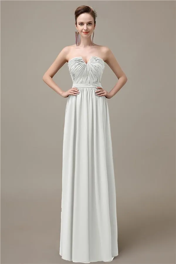 Sweetheart Simple A-line Floor-Length Chiffon Bridesmaid Dresses