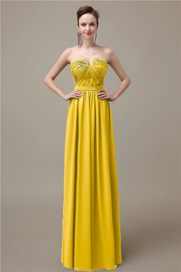 Sweetheart Simple A-line Floor-Length Chiffon Bridesmaid Dresses