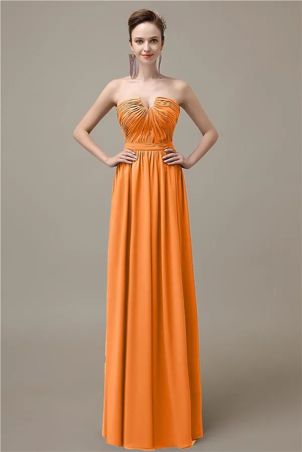 Sweetheart Simple A-line Floor-Length Chiffon Bridesmaid Dresses