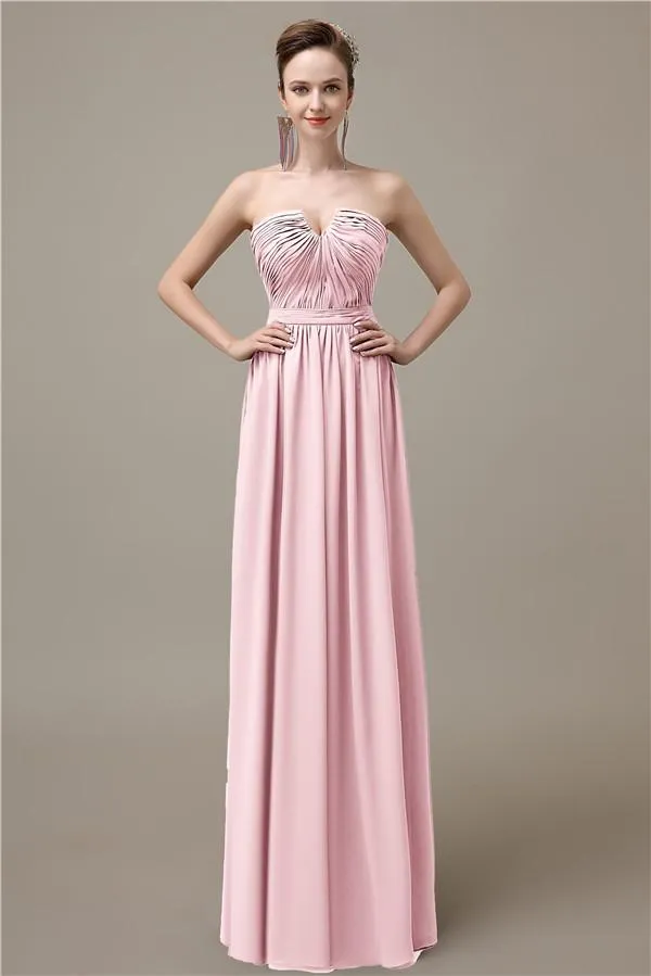 Sweetheart Simple A-line Floor-Length Chiffon Bridesmaid Dresses