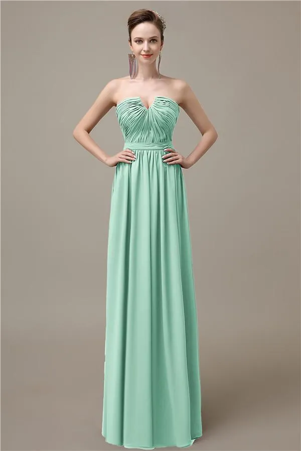 Sweetheart Simple A-line Floor-Length Chiffon Bridesmaid Dresses