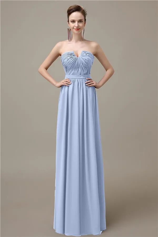 Sweetheart Simple A-line Floor-Length Chiffon Bridesmaid Dresses