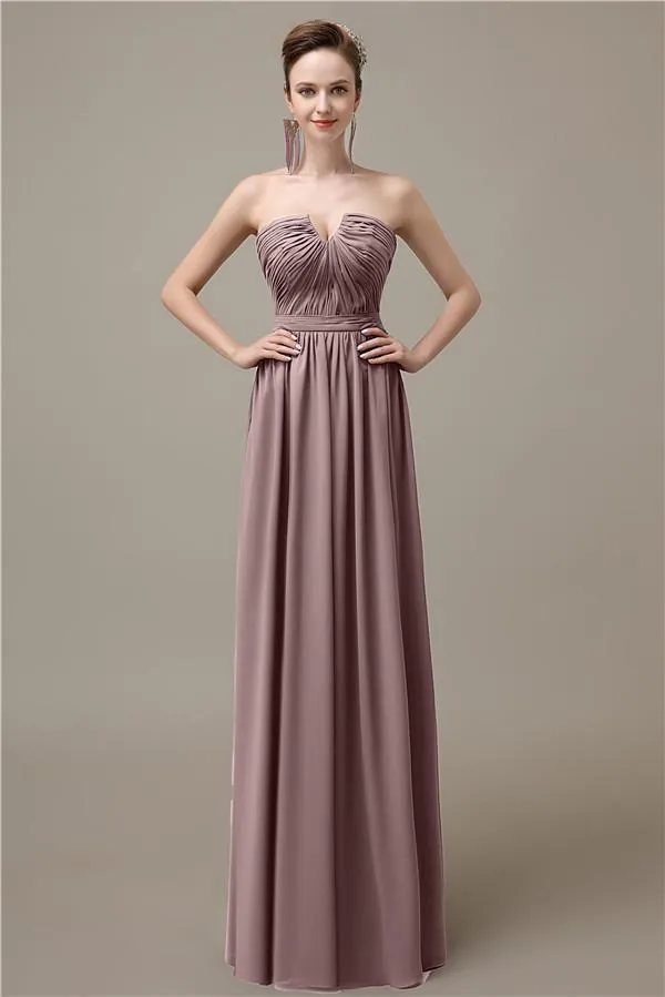 Sweetheart Simple A-line Floor-Length Chiffon Bridesmaid Dresses