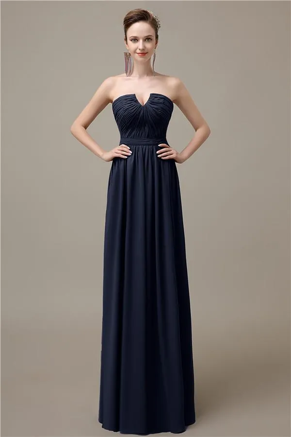 Sweetheart Simple A-line Floor-Length Chiffon Bridesmaid Dresses