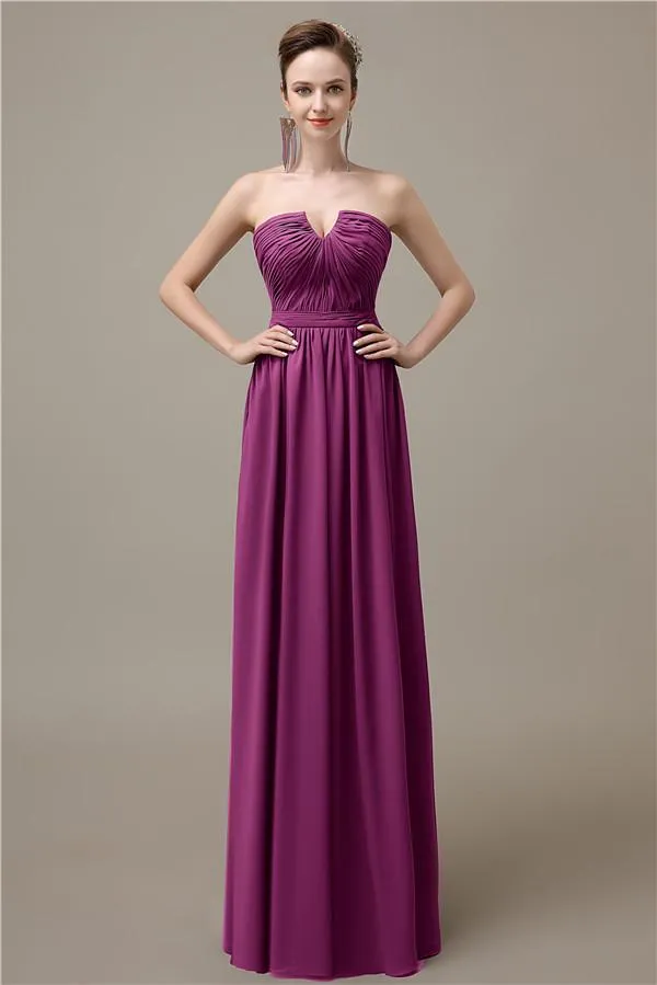 Sweetheart Simple A-line Floor-Length Chiffon Bridesmaid Dresses