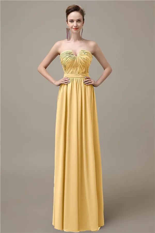 Sweetheart Simple A-line Floor-Length Chiffon Bridesmaid Dresses