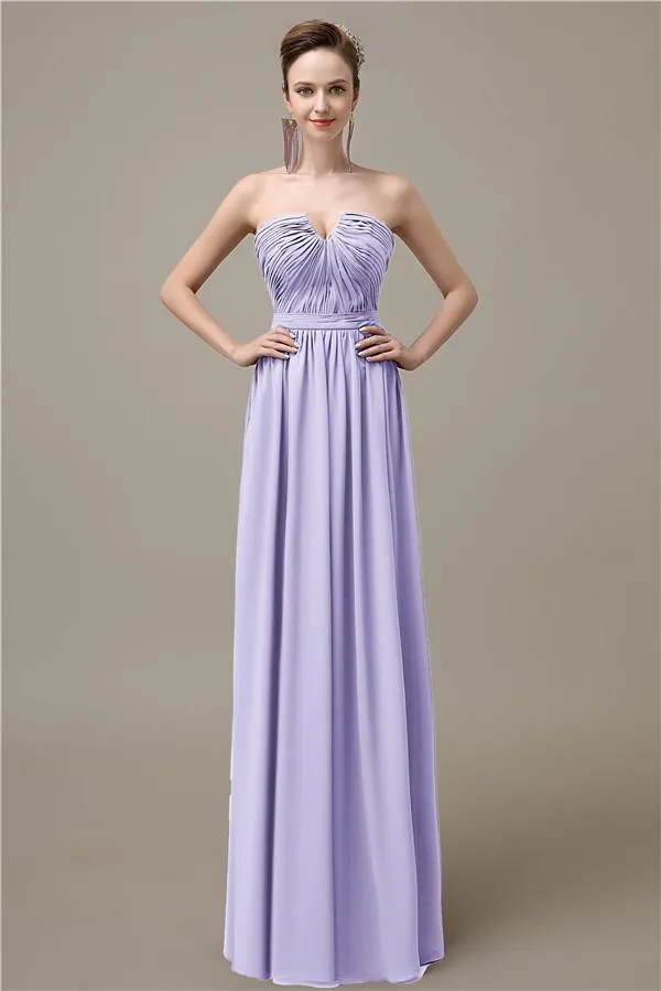 Sweetheart Simple A-line Floor-Length Chiffon Bridesmaid Dresses